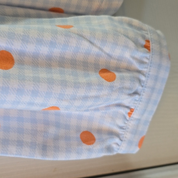 LANDS END BRAND WOMEN'S LONG SLEEVE BLUE & WHITE CHECKERED & DOTS TOP SIZE LARGE - Picture 6 of 14